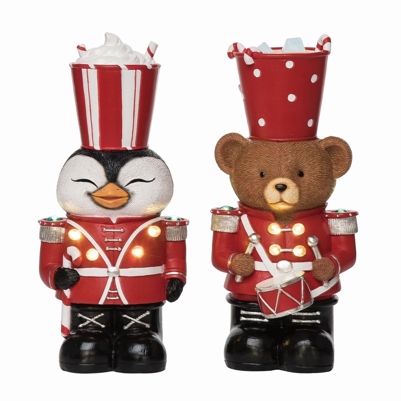 Transpac Resin Light Up Penguin/Bear Nutcracker Decor, Set Of 2, Assortment