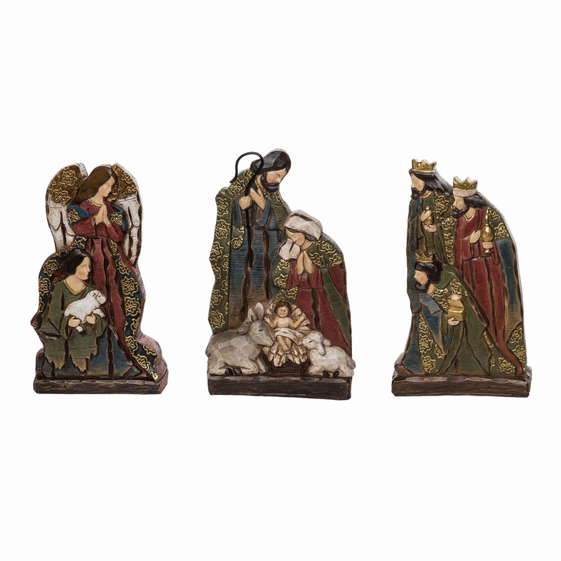 Transpac Resin Ornate Nativity Scene, Set Of 3