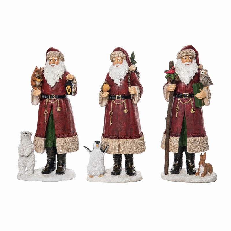 Transpac Resin Santa & Critter Decor, Set Of 3, Assortment
