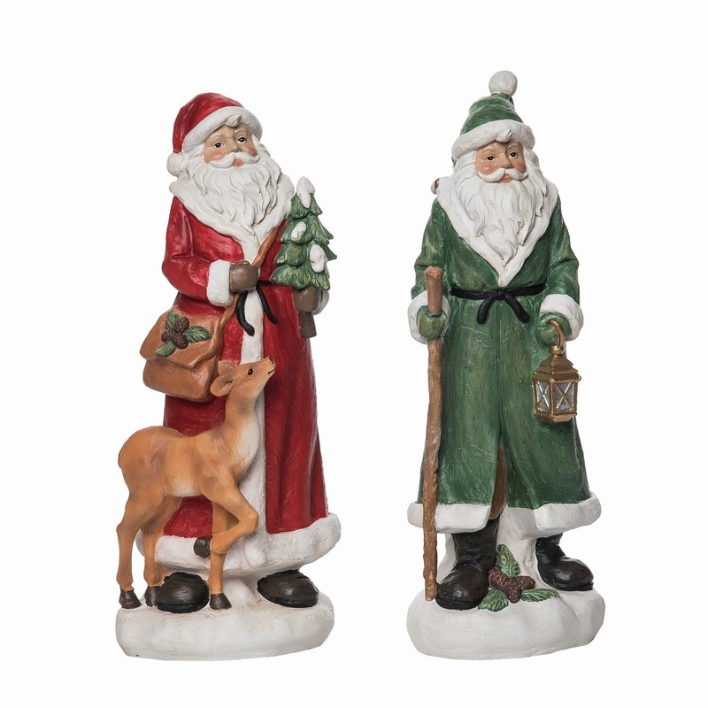 Transpac Resin Santa Figurine, Set Of 2, Assortment