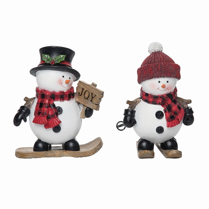 Transpac Resin Skiing Snow Cuties Figurine, Set Of 2, Assortment.