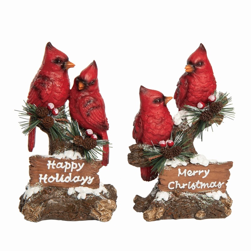 Transpac Resin Snowy Cardinal Decor, Set Of 2, Assortment