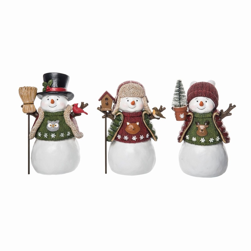 Transpac Resin Sweater Snowman Figurine, Set Of 3, Assortment