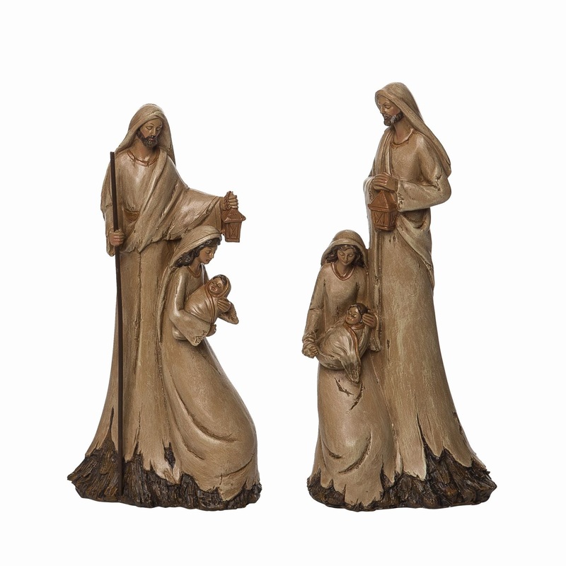 Transpac Resin Wood Look Holy Family, Set Of 2, Assortment
