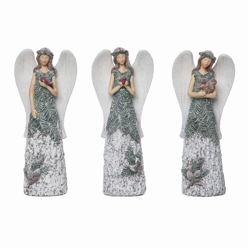 Transpac Resin Woodland Angel Figurine, Set Of 3, Assortment