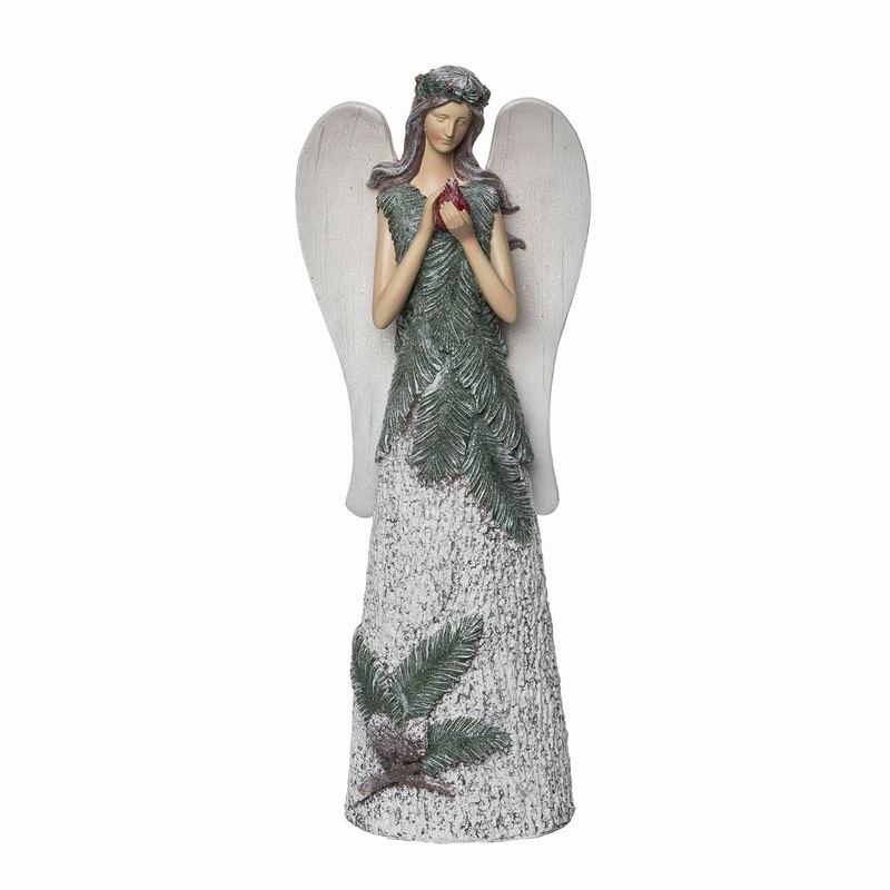Transpac Resin Woodland Angel With Bird