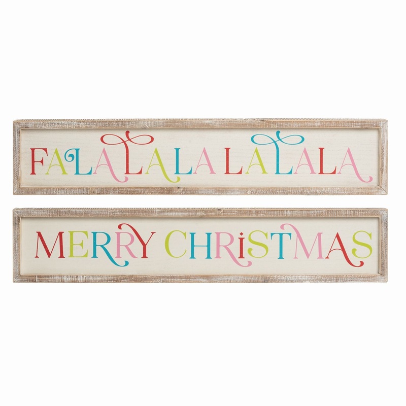 Transpac Wood Bright Christmas Framed Wall Decor, Set Of 2, Assortment
