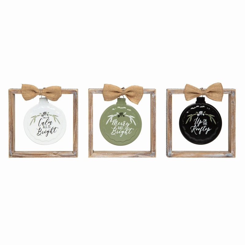 Transpac Wood/Metal Boxed Ornament Decor, Set Of 3, Assortment