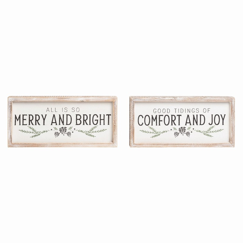 Transpac Wood Rustic Christmas Wall Art, Set Of 2, Assortment
