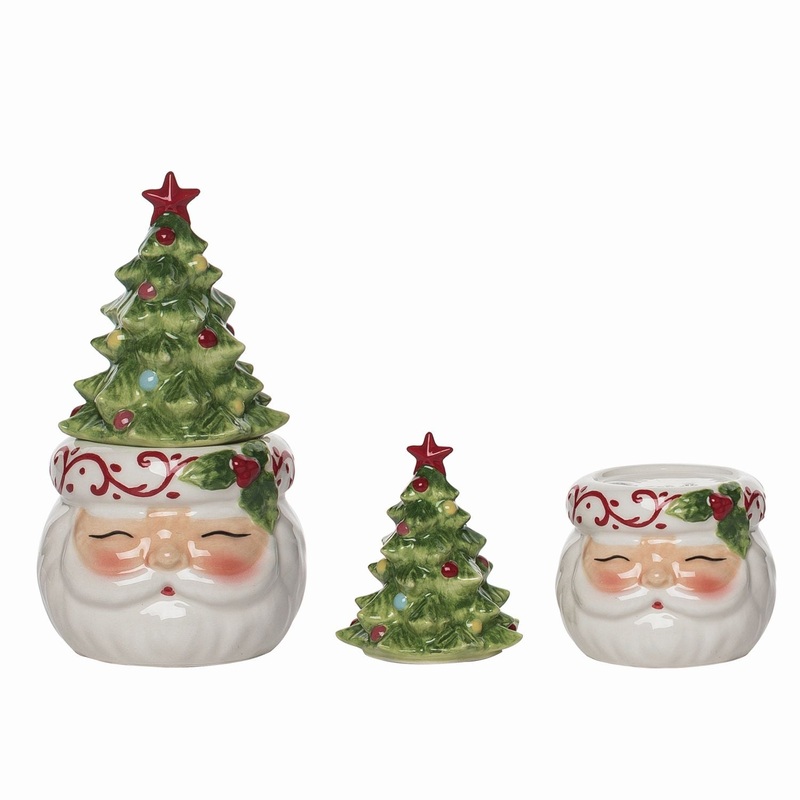 Transpac Dolomite Santa / Tree Salt & Pepper Shakers Set