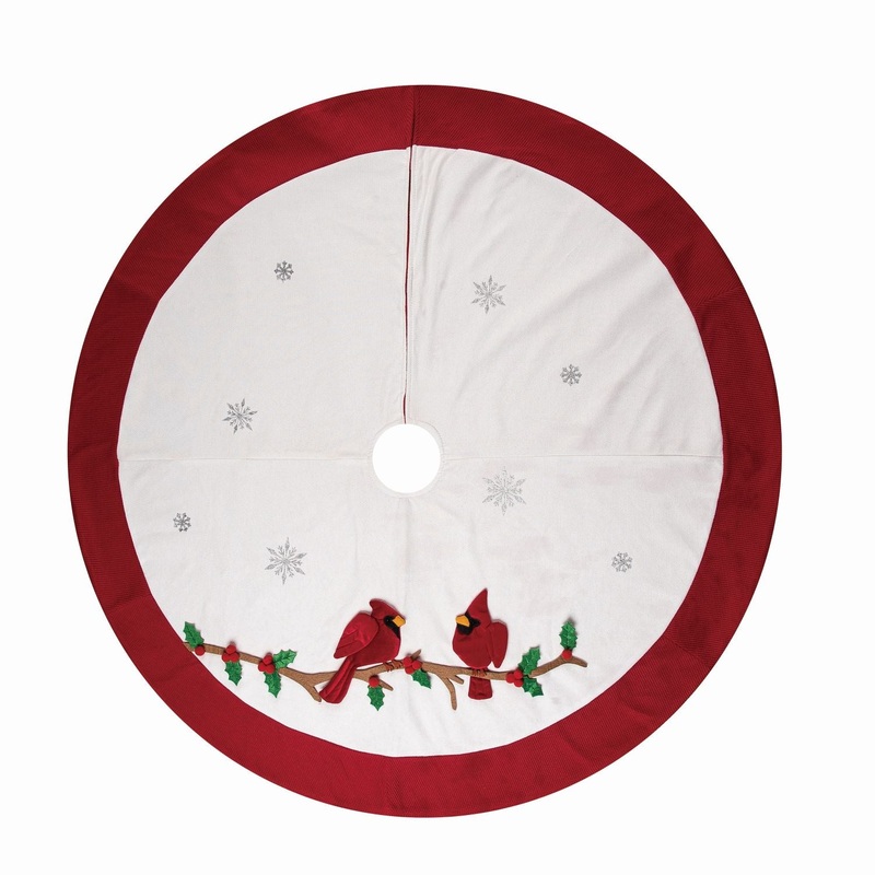 Transpac Fabric Christmas Cardinal Tree Skirt