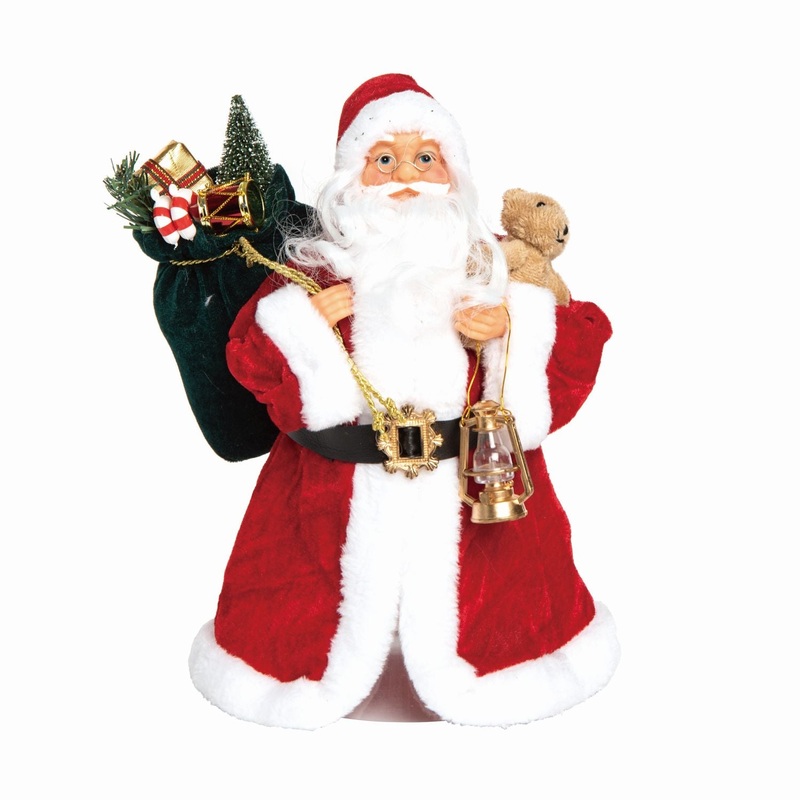 Transpac Fabric Traditional Santa Tree Topper