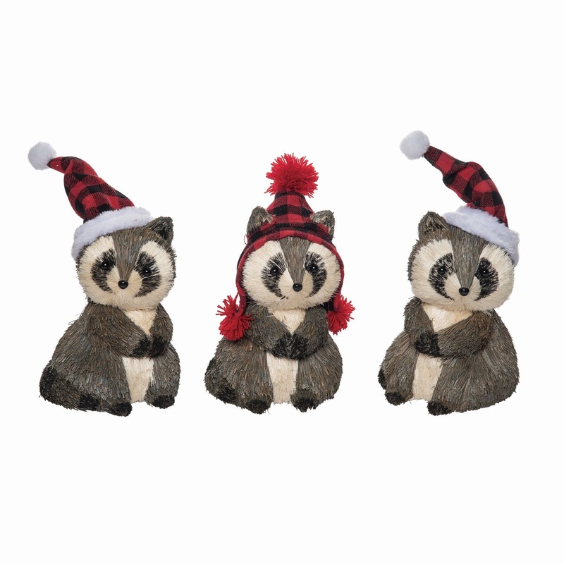 Transpac Foam Playful Raccoon Decor, Set Of 3, Assortment
