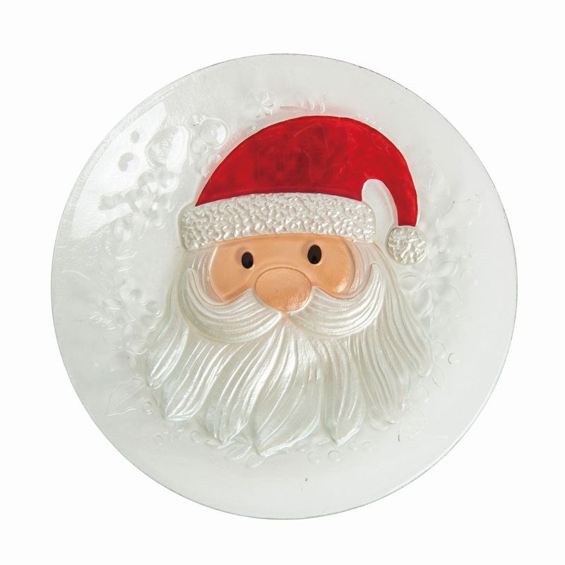 Transpac Fused Glass Santa Plate