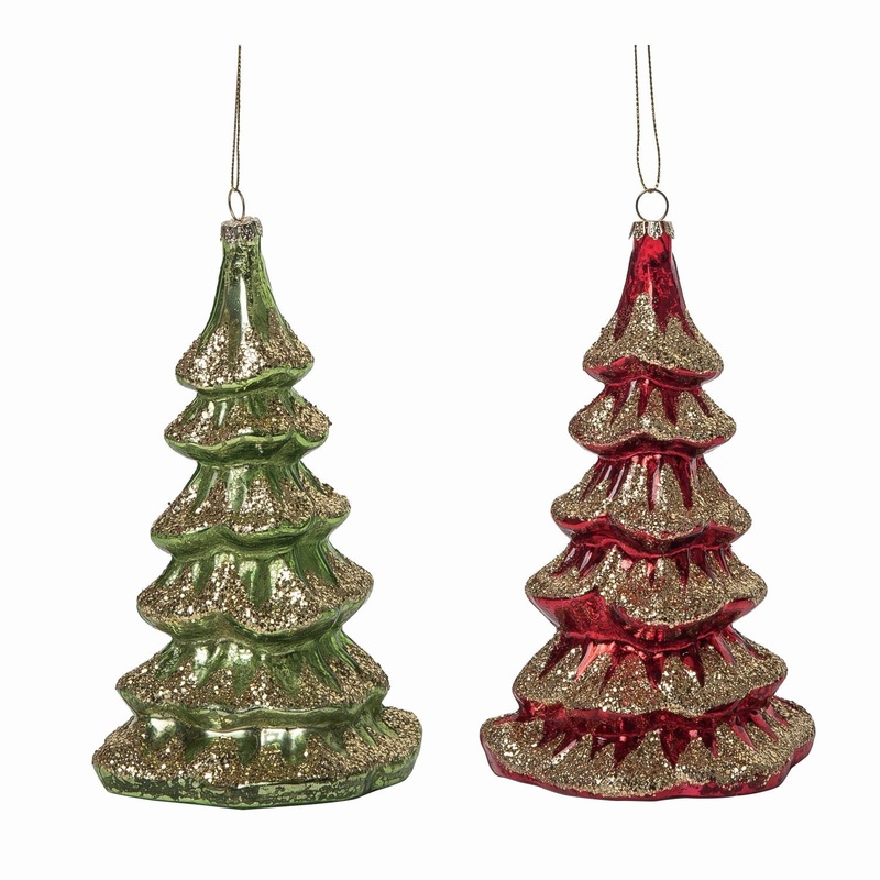 Transpac Glass Antique Style Tree Ornament, Set Of 2, Assortment