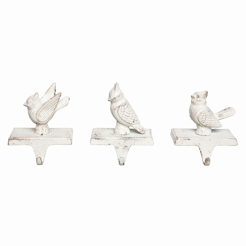 Transpac Iron Winter Bird Stocking Holder, Set Of 3, Assortment