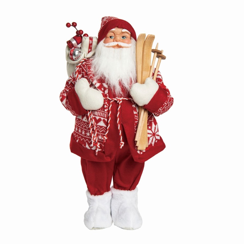 Transpac Large Fabric Fair Isle Santa Decor