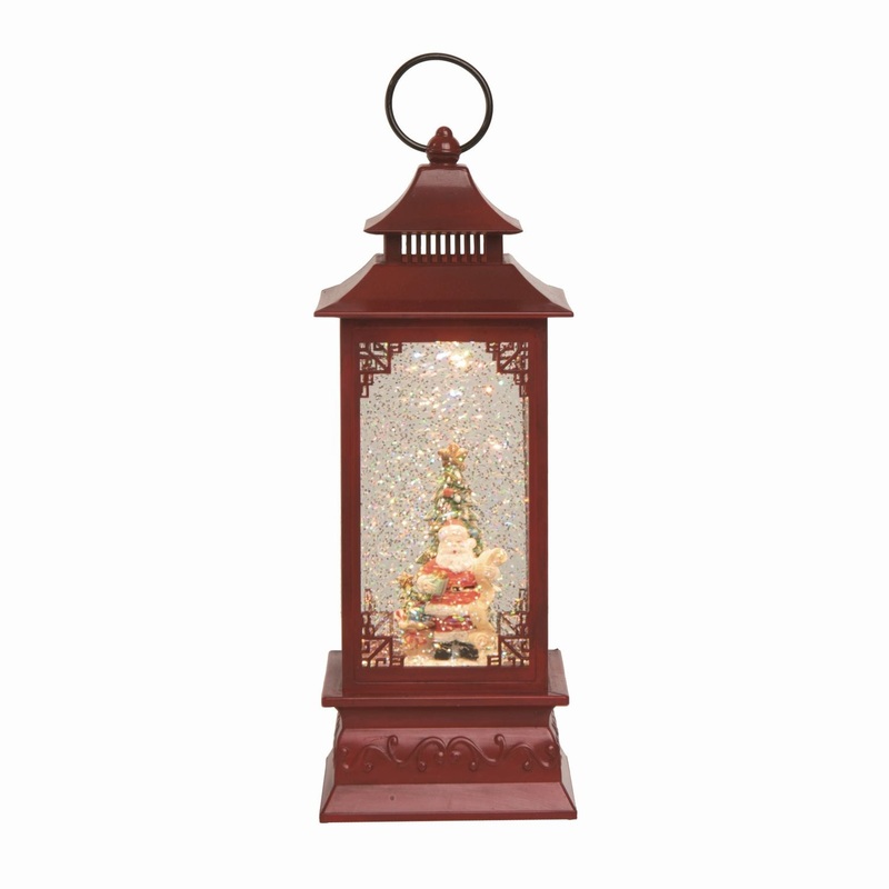 Transpac Plastic Light Up Glittering Santa Lantern