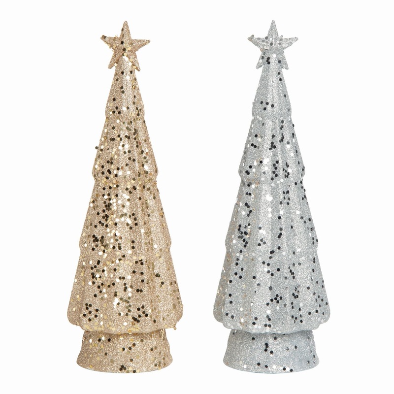 Transpac Plastic Light Up Tree With Star, Set Of 2, Assortment