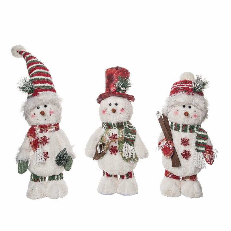 Transpac Plush Jolly Snowman Decor, Set Of 3, Assortment