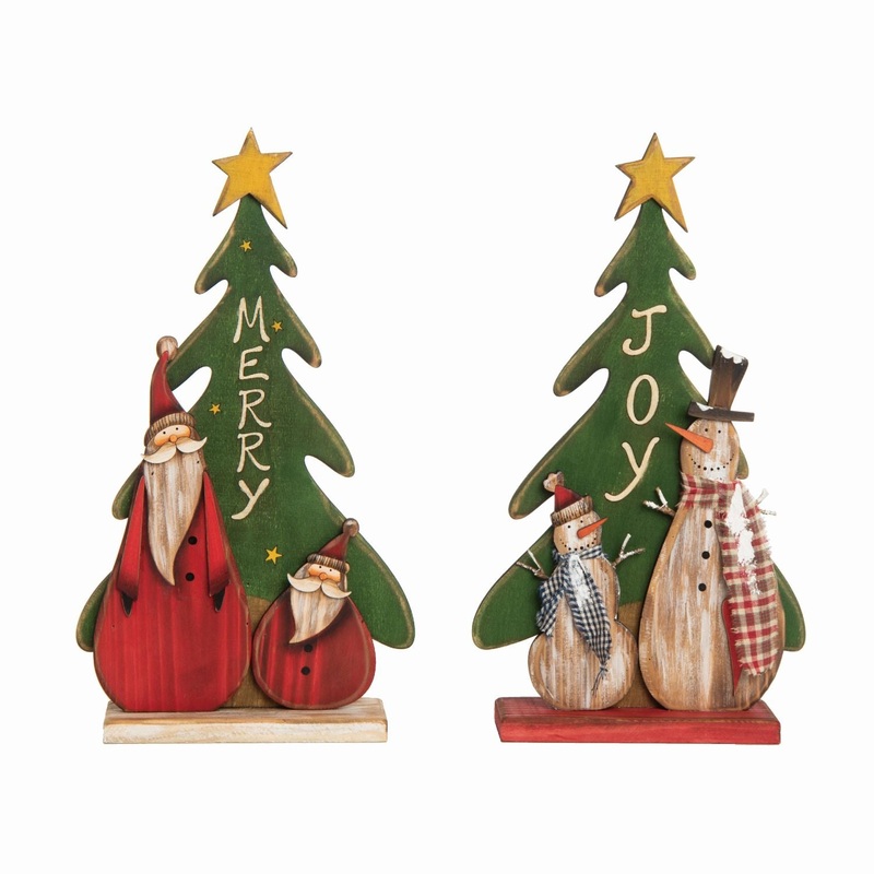 Transpac Plywood Christmas Greetings Decor, Set Of 2, Assortment