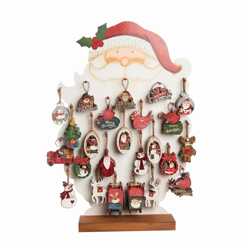 Transpac Plywood Ornaments With Santa’s Beard Display, Set Of 192