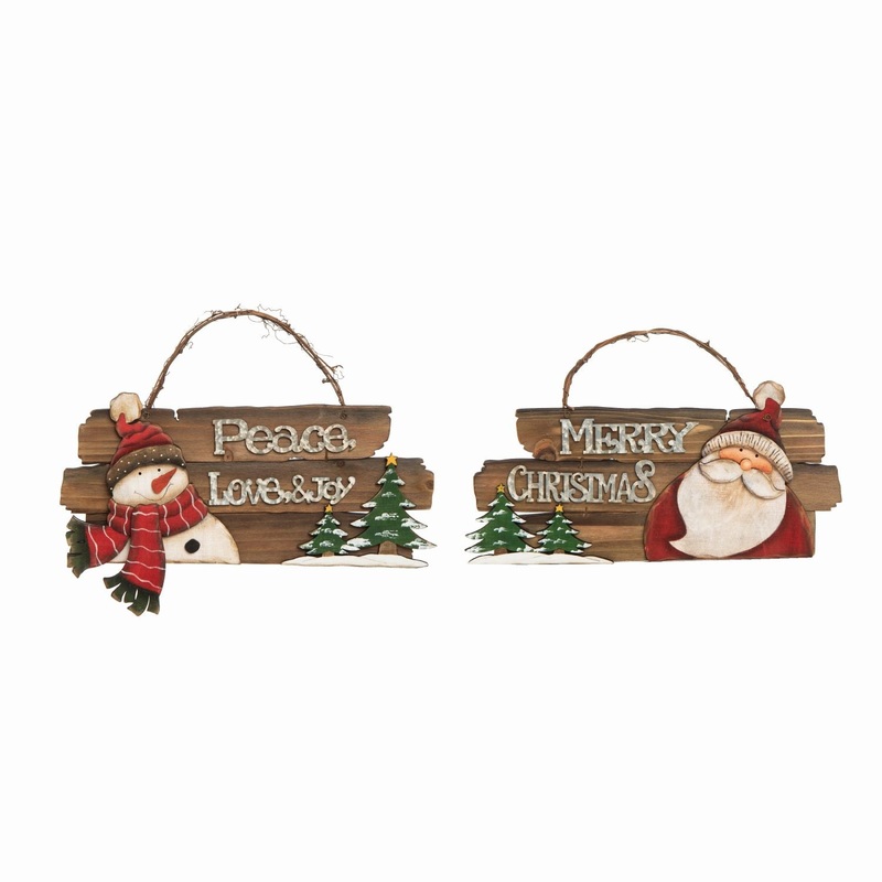 Transpac Plywood Rustic Christmas Slat Decor, Set Of 2, Assortment