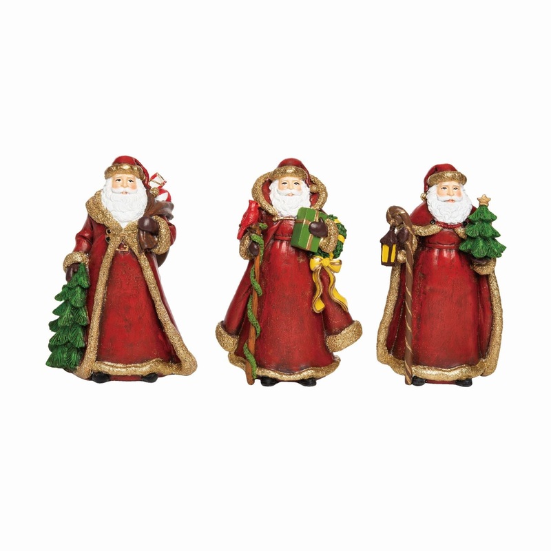 Transpac Resin Gilded Santa Figurine, Set Of 3, Assortment