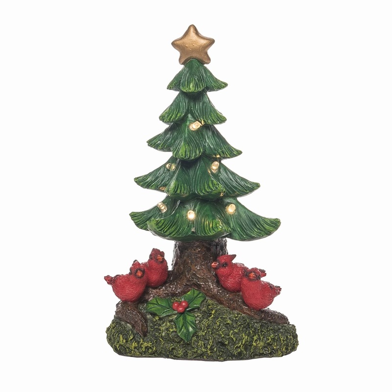 Transpac Resin Light Up Cardinal Christmas Tree
