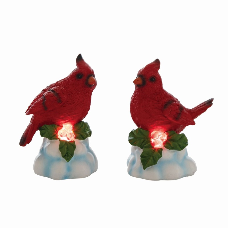 Transpac Resin Light Up Cardinal Figurine, Set Of 2, Assortment