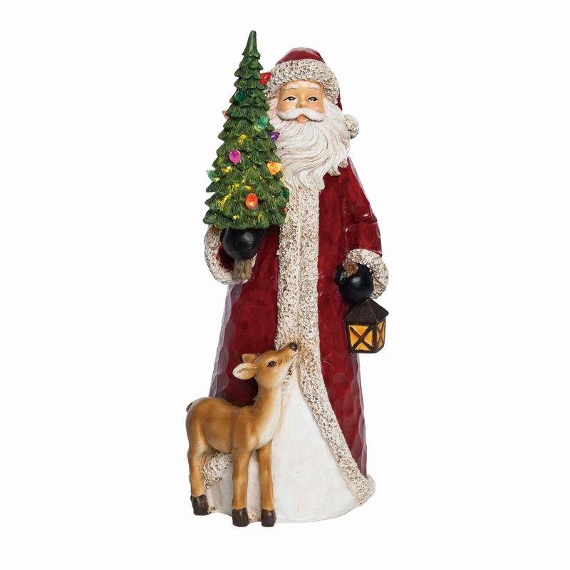 Transpac Resin Light Up Santa With Christmas Tree