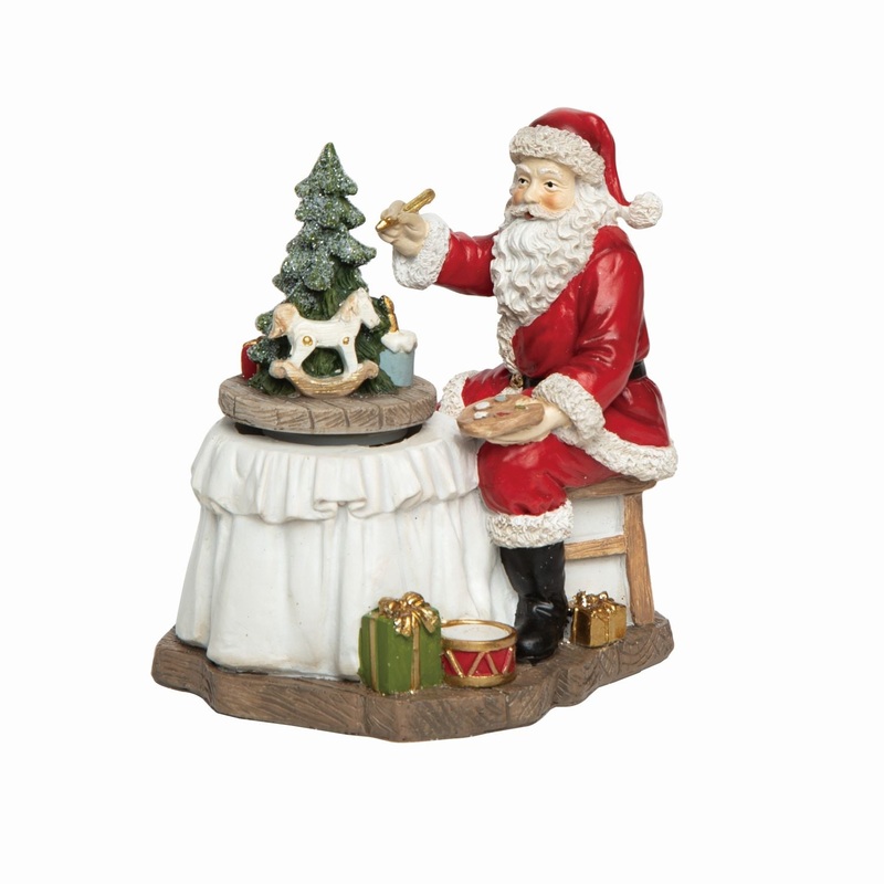 Transpac Resin Nostalgic Crafting Santa Music Box