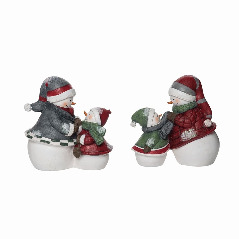 Transpac Resin Quilted Snowman Friends Figurine, Set Of 2, Assortment