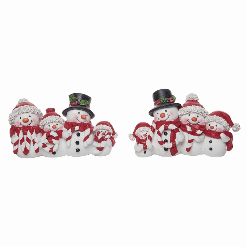 Transpac Resin Red/White Snow Family Decor, Set Of 2, Assortment