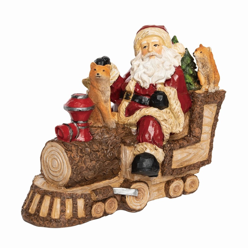 Transpac Resin Santa & Critters Train Decor