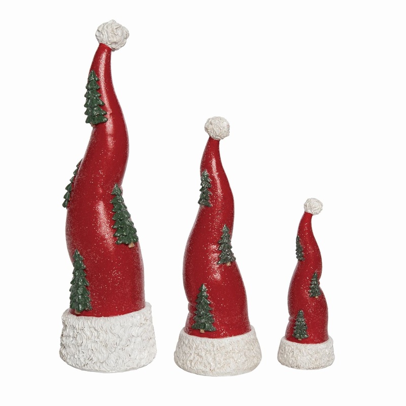 Transpac Resin Santa Hat Decors, Set Of 3