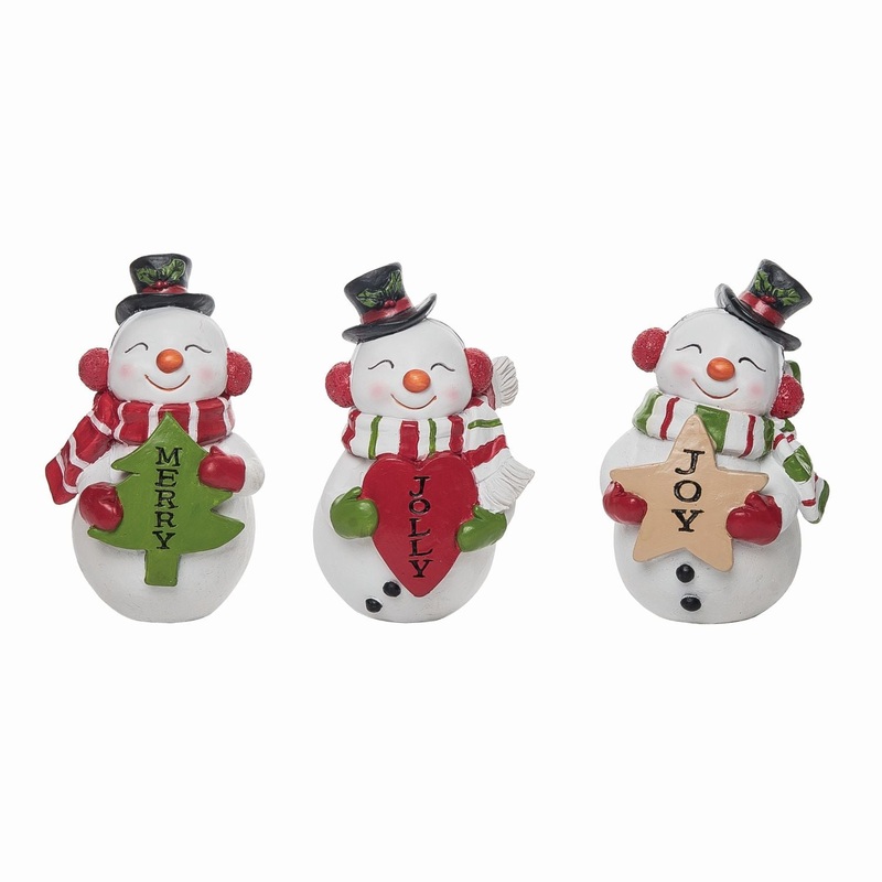 Transpac Resin Sweet Bright Snowman Figurine, Set Of 3, Assortment