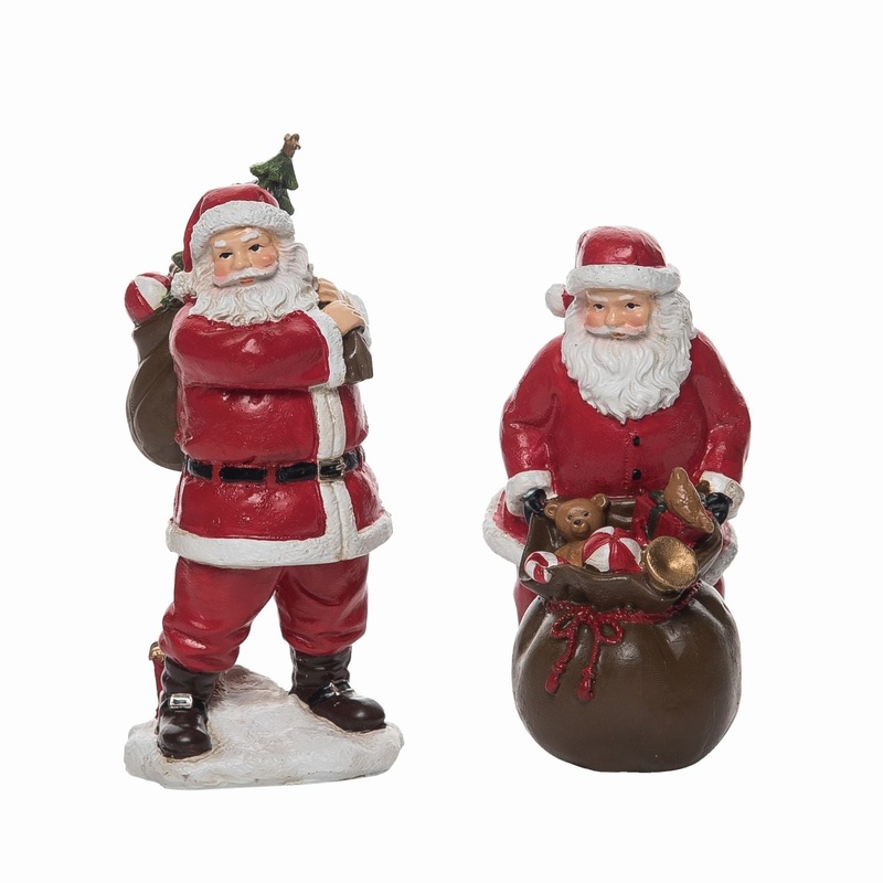 Transpac Resin Vintage Santa With Presents Figurine, Set Of 2, Assortment
