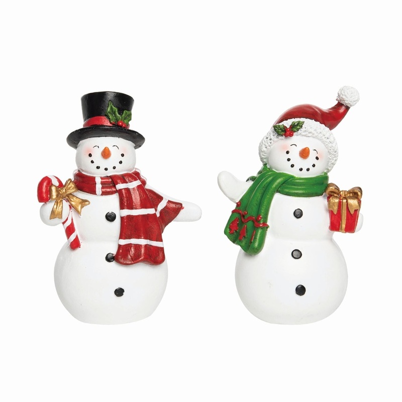 Transpac Resin Vintage Snowman Figurine, Set Of 2, Assortment