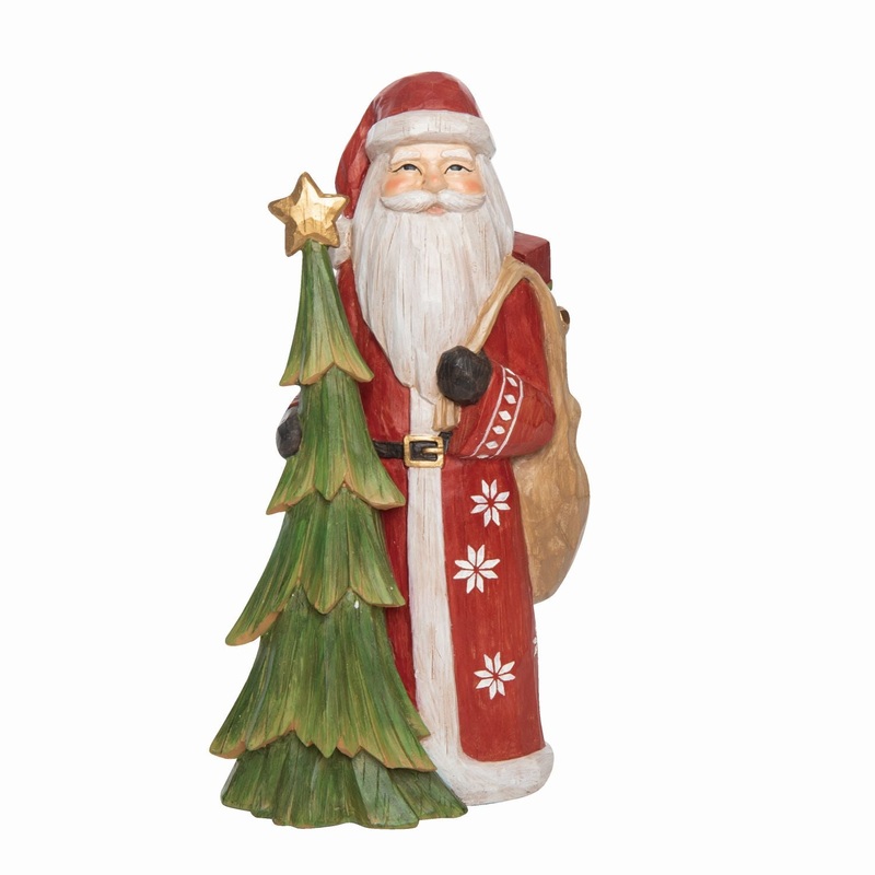 Transpac Resin Whittled Rustic Santa Decor.