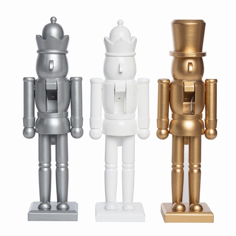Transpac Wooden 12 Glitz Nutcracker, Set Of 3, Assortment