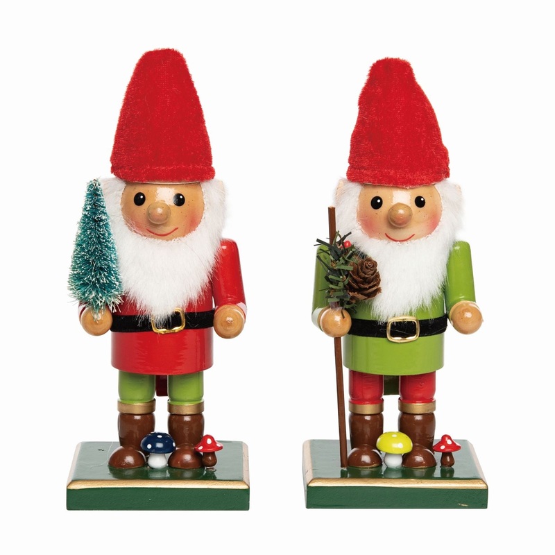 Transpac Wooden Gnome Nutcracker, Set Of 2, Assortment