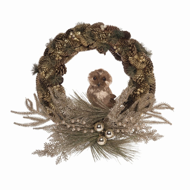 Transpac Acorn & Owl Wreath