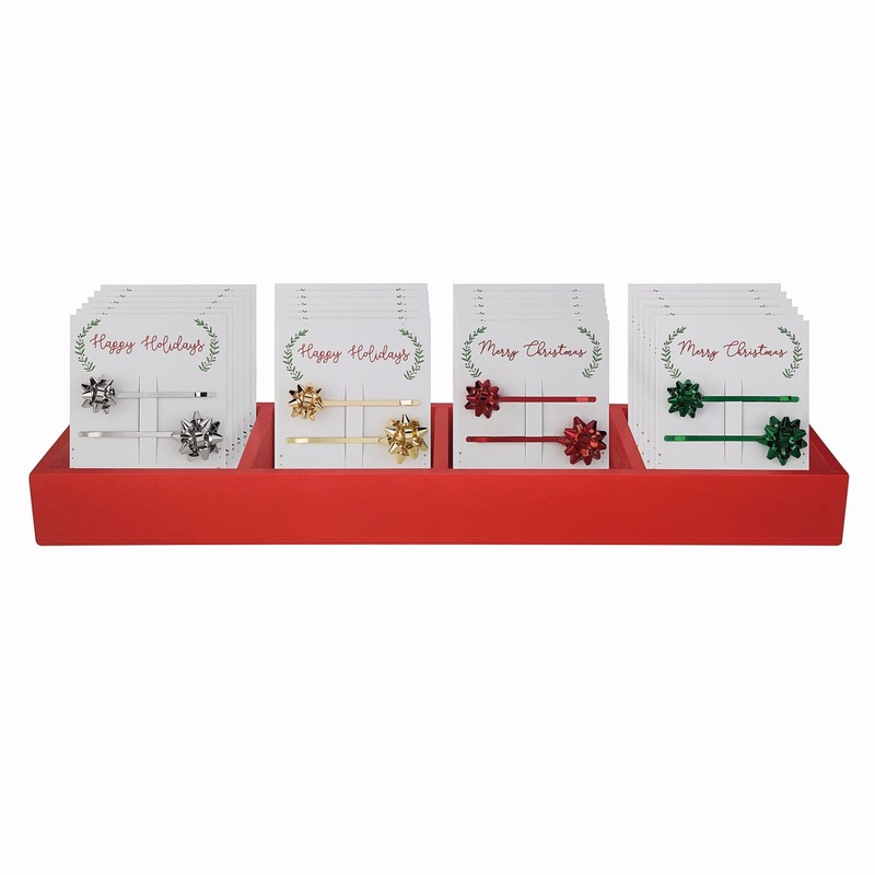 Transpac Big/Small Bow Hairpins With Display, Set Of 24