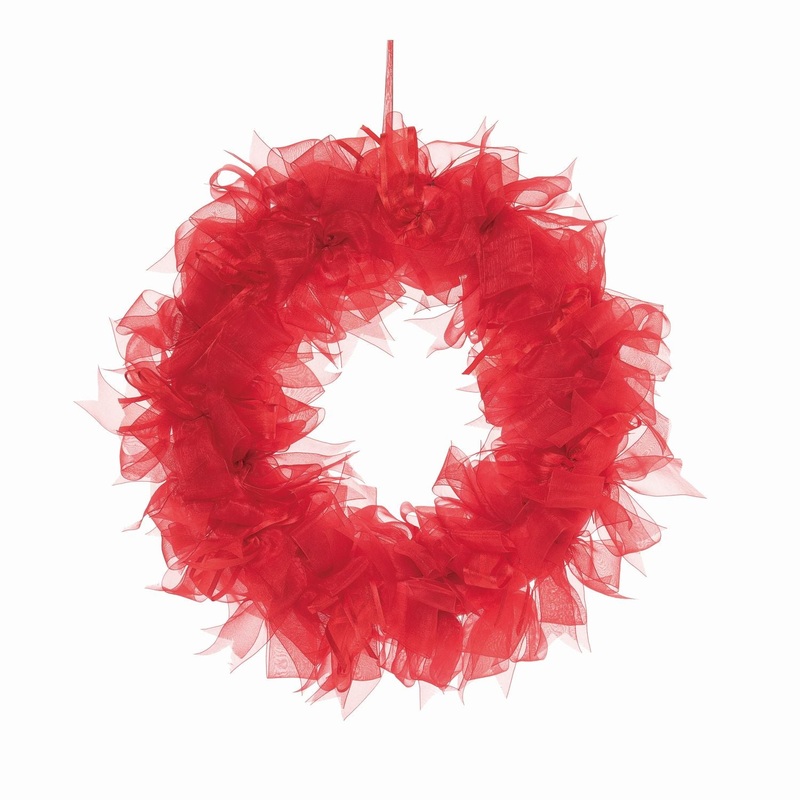 Transpac Bright Red Ribbon Wreath