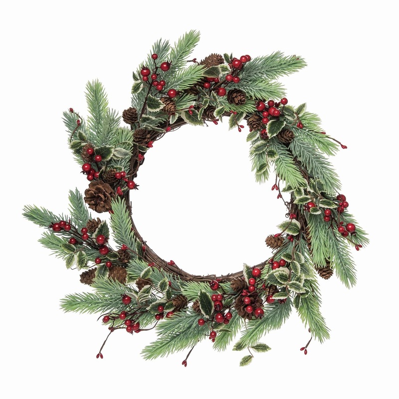 Transpac Christmas Fir & Berry Wreath