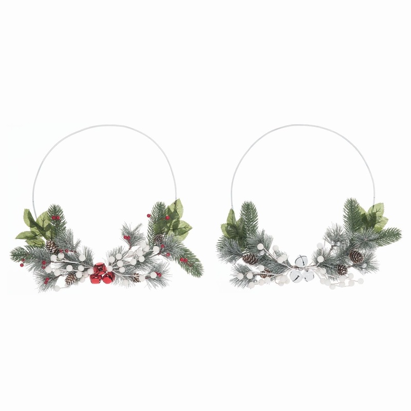 Transpac Christmas Hoop Wreath, Set Of 2, Assortment