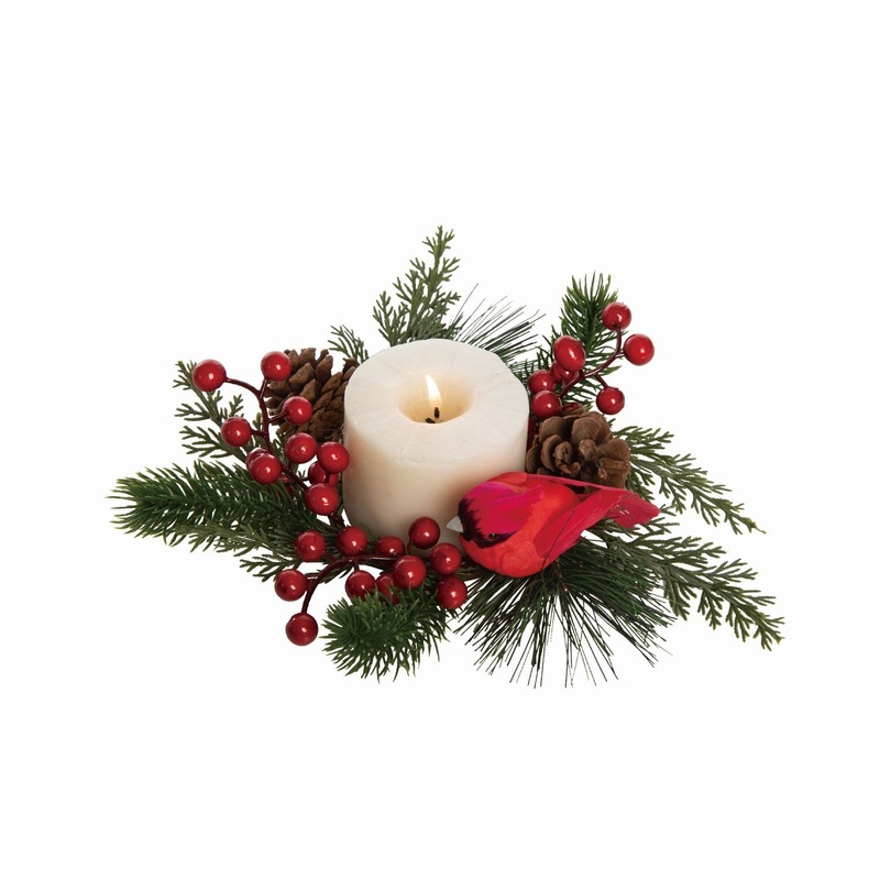 Transpac Floral Cardinal Candle Ring