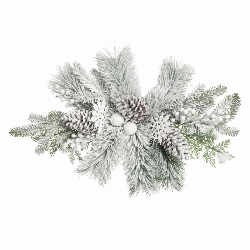 Transpac Frosted White Evergreen Centerpiece