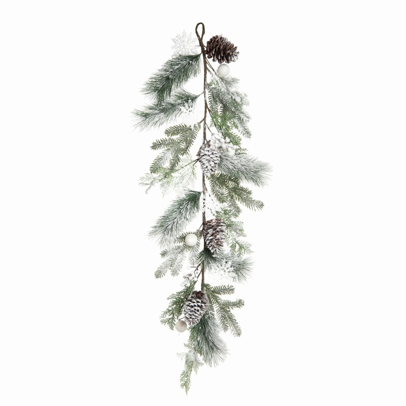 Transpac Frosted White Evergreen Garland